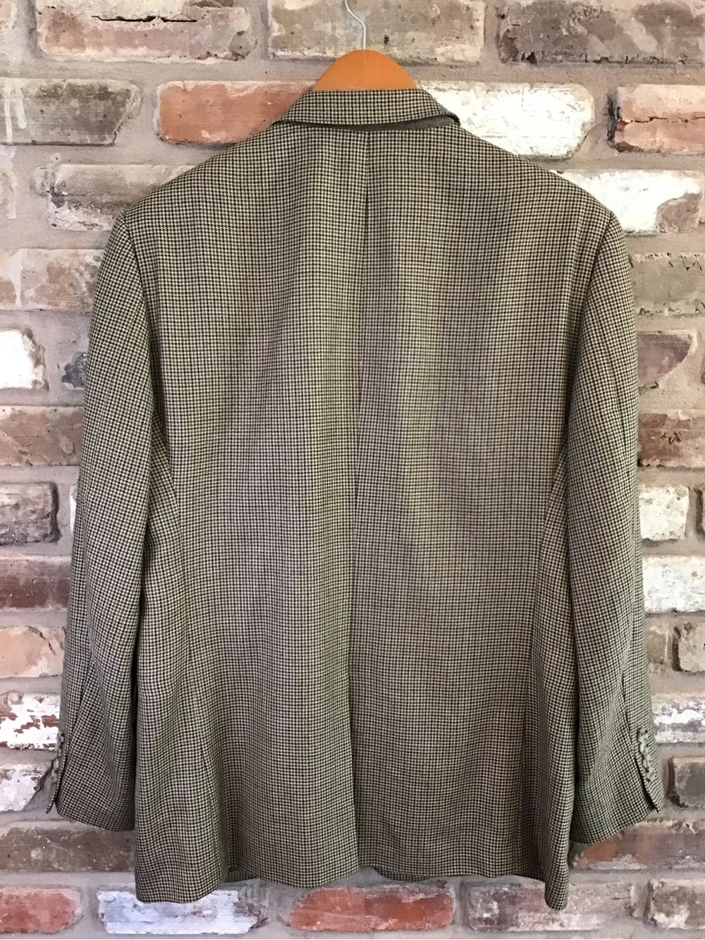 John W. Nordstrom Tan Black Gray Houndstooth Silk Wool Sport Coat Blazer 42R